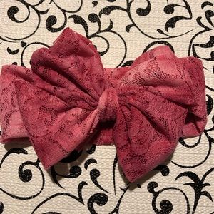 Pink tie-dye Lace Messy Bow
